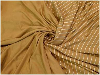 Трикотажная ткань, с вискозой горчичного цвета полосатый