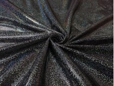 Блестящая трикотажная полиэстеровая ткань черно-серебристого цвета