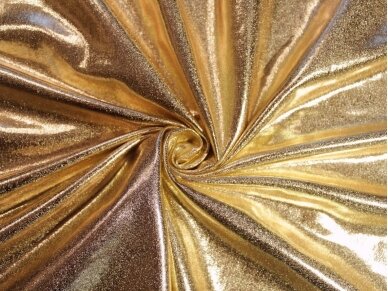 Блестящая трикотажная ткань ЛАМА с эластаном, цвета золота