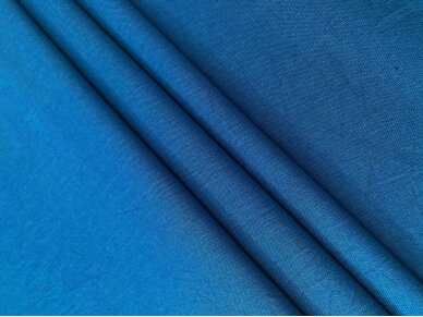 Костюмная ткань «Искусственный лён» джинсового цвета