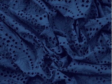 Хлопчатобумажная ткань с вышивкой синего джинсового цвета