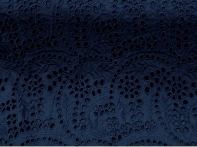 Хлопчатобумажная ткань с вышивкой темно-синего цвета