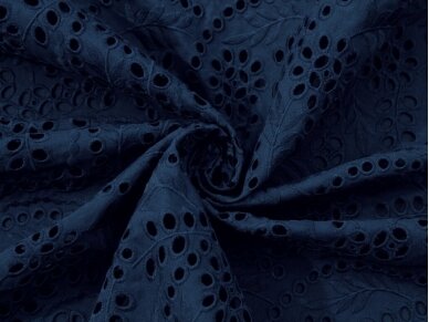 Хлопчатобумажная ткань с вышивкой темно-синего цвета