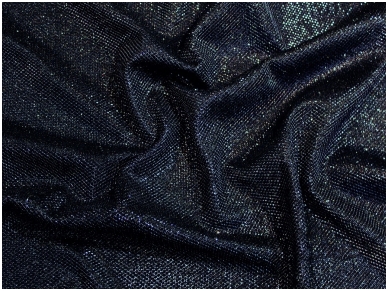 Трикотажная ткань темно-синего цвета с блестящей серебряной нитью