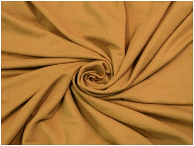 Трикотажная ткань, с вискозой горчичного цвета однотонный