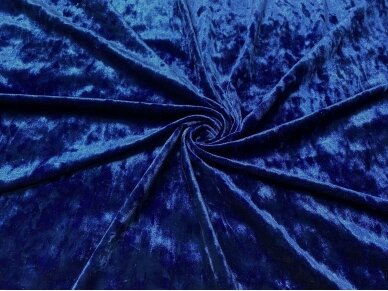 Veliūras trikotažinis, glamžito efekto, rugiagėlių mėlynos spalvos