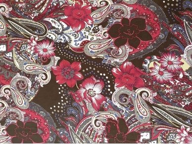 Вискозная ткань с цветами и мотивами "турецкий огурец"