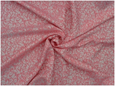 Žakardas sintetinis švelniai rožinės spalvos, austiniu raštu