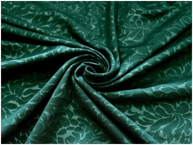 Жаккардовая трикотажная ткань, с цветочным орнаментом, зеленая