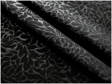 Жаккардовая трикотажная ткань, с цветочным орнаментом, черная