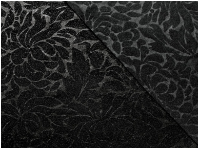 Žakardas trikotažinis, įspaustu gėlių rašto, juodas